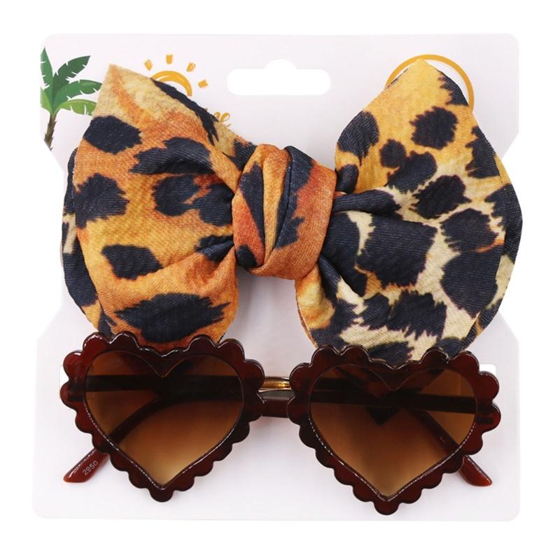 Multi-style Baby Sunglasses Headband Set Hearted Shaped Sunglasses & Bow Headband for Baby Girls Summer Outdoor Gift