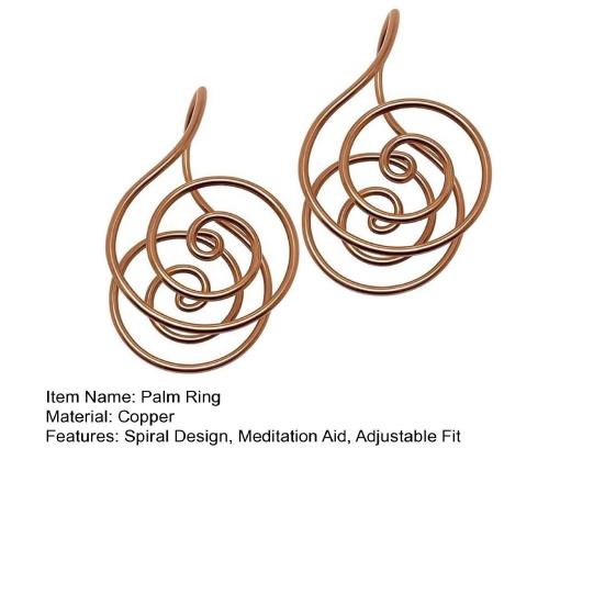 Copper Palm Ring Energy Spiral Hand Ring Women Men Reiki Palm Ring Compatible with Crystal Gem for Meditation Chakra Healing Manifestation
