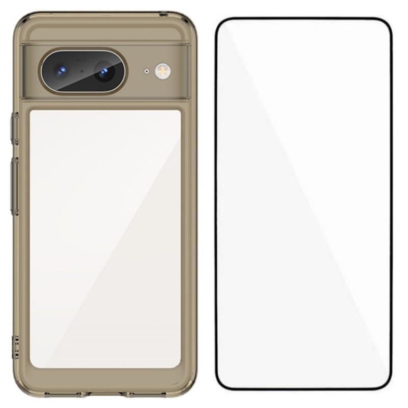 

For Google Pixel 8 Back Cover WANLONFENG XC Series TPU Acrylic Phone Case with Tempered Glass Film C