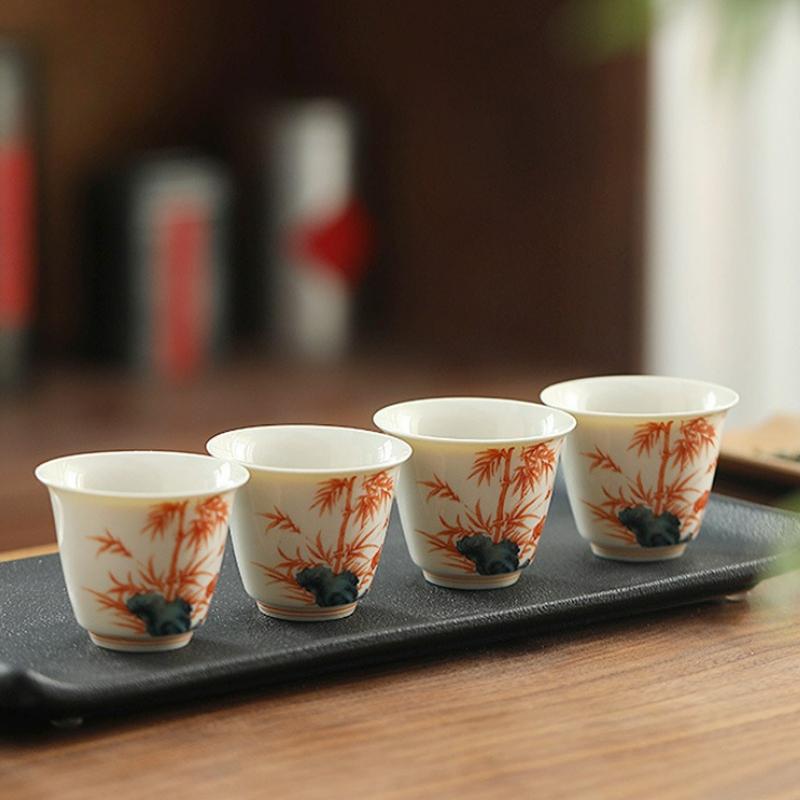 Chinese Ceramic Teacup Personal Master Cup Gaiwan Household Kung Fu Teacups Retro Teaware Justice Cup Tea Set Accessories New