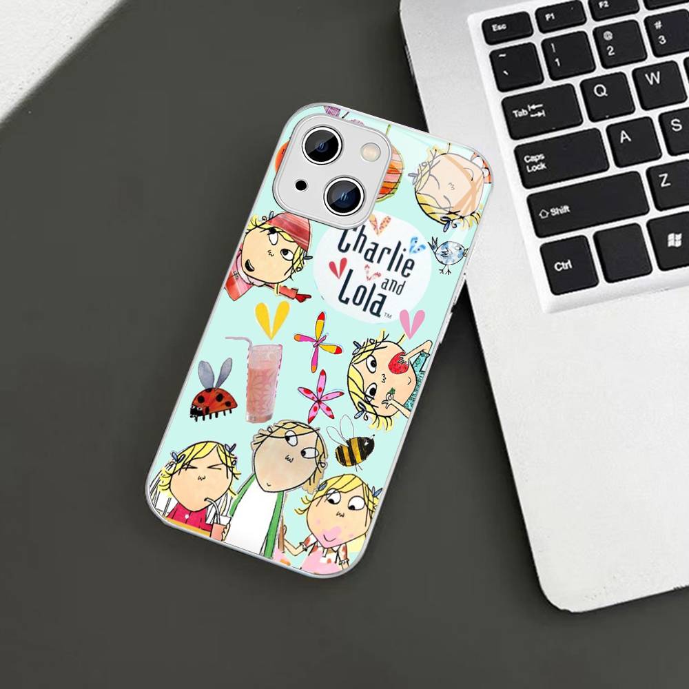 

Charlie And Lola Anime Tempered Glass For Iphone 14 13 12 11 Pro Mini XS MAX 14Plus X XS XR Cover iphone X