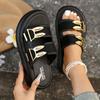 fashion 2024 New Summer Slipppers Style Comfortable Thick-soled Wear-resistant Sexy Belt Buckle Outer Wear Beach Flip-flops Sandals Shoe