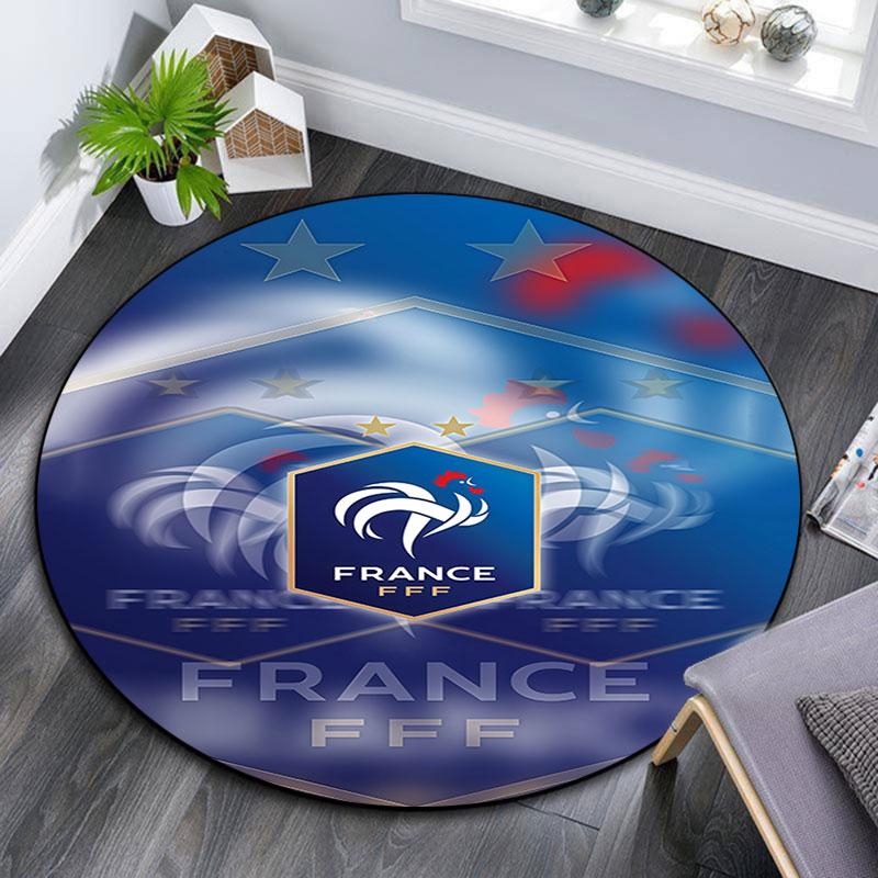France Football Logo Round Rug, Non Slip Washable Circular Carpet For Living Room Bedroom Playroom, Sports Fan Decor, Holiday Birthday Gift