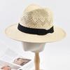 Summer Natural Straw Panamad Sun Hats Fashion Beach Hat Outdoor Wide Brim Sun Protection UV Fedora Hat