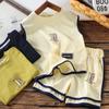 Kids' Korean Style Summer Waffle Knit Vest & Shorts Set