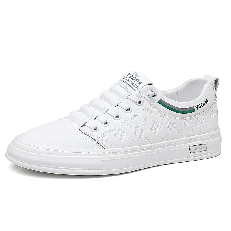 New spring and autumn men's shoes, leather shoes, leather casual board shoes, white shoes, breathable and versatile men's single shoes