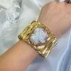 Natural Baroque Pearl Bracelet Women 18K Gold Plated Chunky Statement Cuff Jewelry Vintage Style