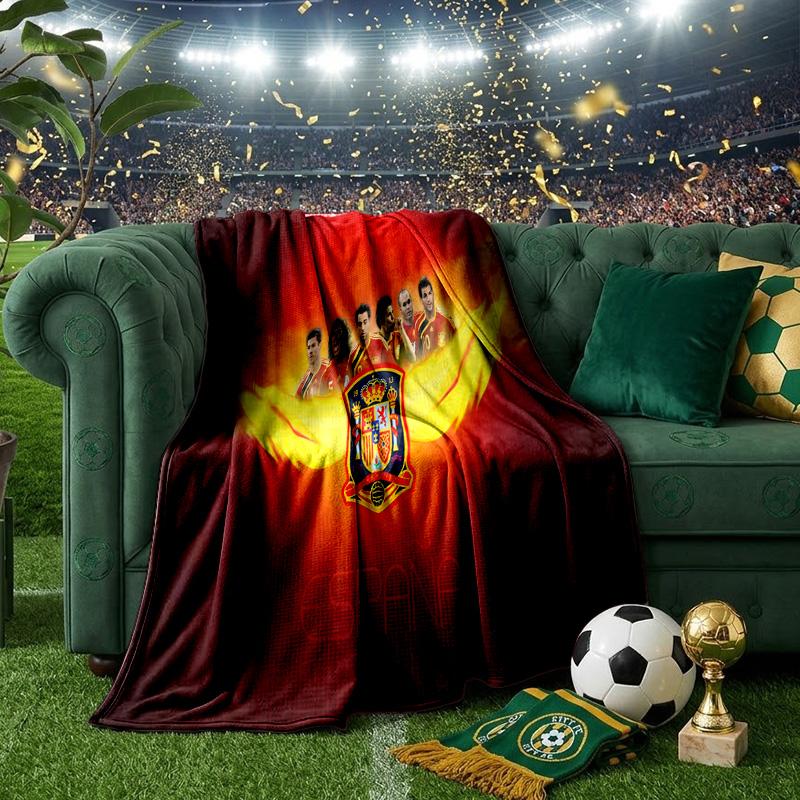 Spain Flag Map Art Throws Blanket Flannel Blankets Plush for Couch Bed Gifts for Men Women Travel picnic blanket Christmas fan gifts