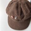 Harajuku Double Button Berets Hat Y2k Painter Hat Simple Corduroy Baseball Cap  Winter