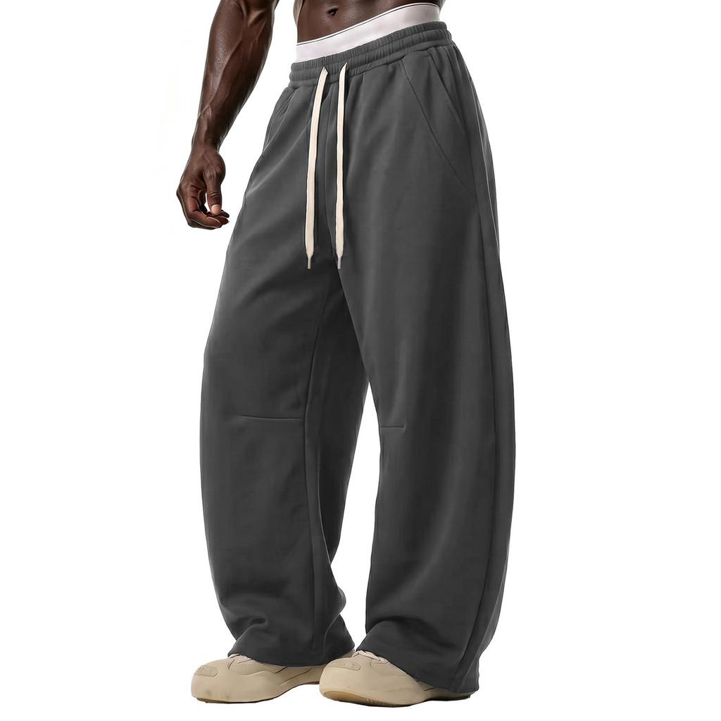 Men's Color Casual Wide Leg Loose Fit Sweatpants