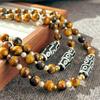 High Matching Retro Maillard Style Natural Tiger Eye Stone Dzi Bead Collarbone Chain Necklace