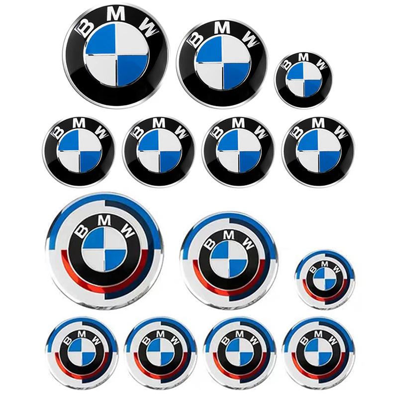7pcs BMW Emblem Set 82mm 74mm 45mm 56mm 68mm Car Front Hood Logo Rear Trunk Badge Wheel Center Hub Caps Steering Wheel Sticker