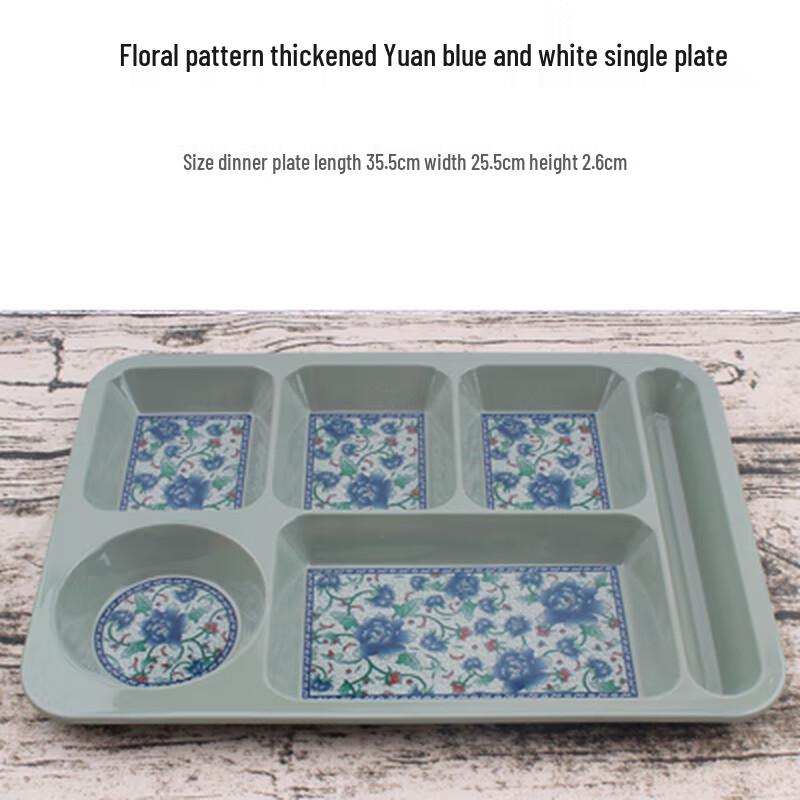 Rectangular Melamine Divided Canteen Tray
