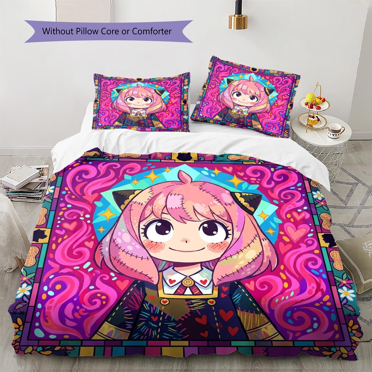 

Anya Forger Pattern Bedding Quilt Set Quilt Cover Pillowcase Home Decoration Birthday Gift (1 * duvet cover + 2 * pillowcase, without core) 135x200cm