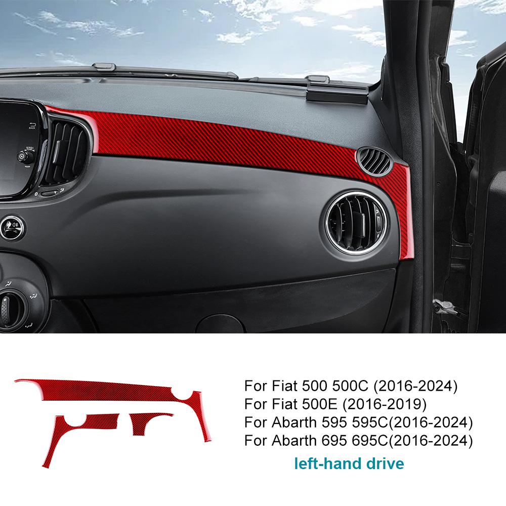 For Abarth 595 595C /695 695C/ Fiat 500 500C 2016 2017 2018-2025 500e 16-19 Real Soft Carbon Fiber Sticker Car Instrument Strip