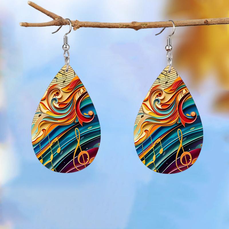 Note Guitar PU Leather Earrings for Women Elegant Fashion Earring Jewelry Matching for Festivals, Banquets, Parties