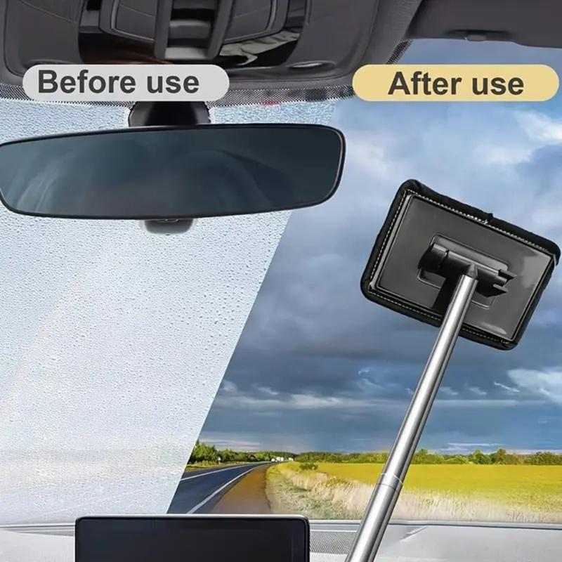 Telescopic Handheld Automotive Windshield Cleaner With Adjustable Length Stainless Plastic Wiper Tool For Universal Use