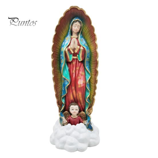 

Статуя Девы Марии 11,8 дюймов, статуэтка Богоматери Гваделупской, расписанная вручную смоляная религиозная скульптура Пресвятой Богородицы для декора дома и молитвенного пространства 30cm