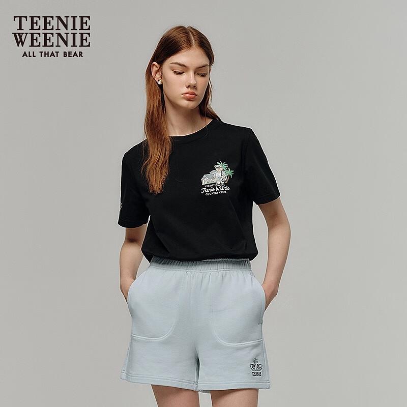 Teenie Weenie Women's Bear & Letter Embroidered Short Sleeve T-Shirt