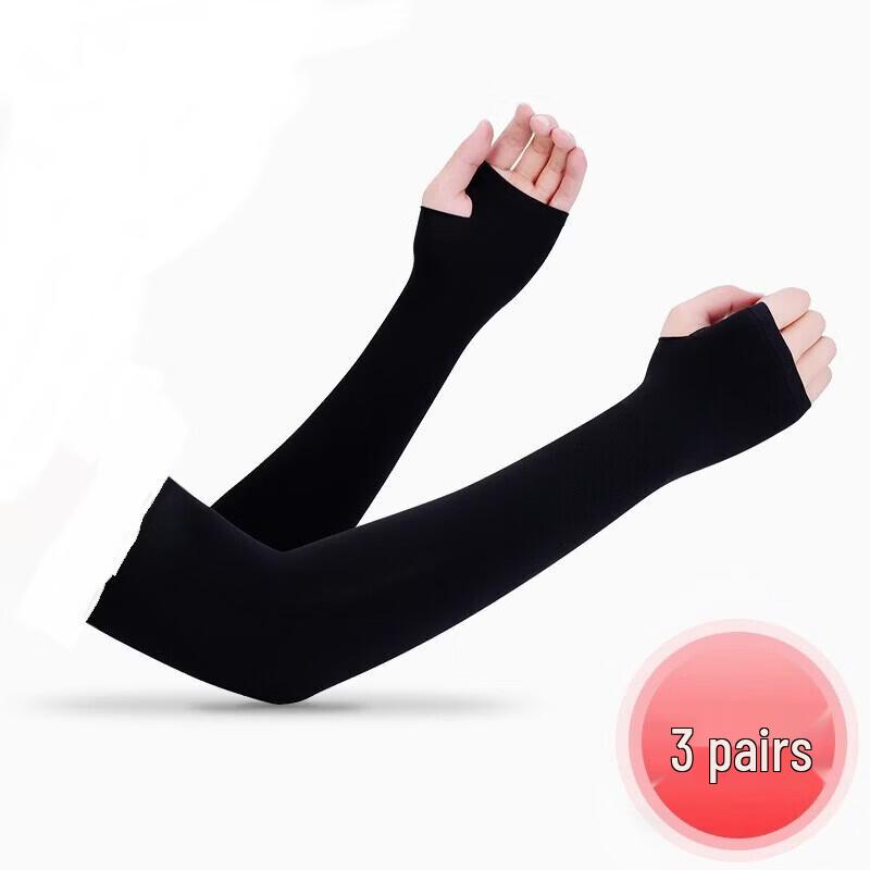 Unisex Sun Protection Thumbhole Arm Sleeves (3 Pairs)