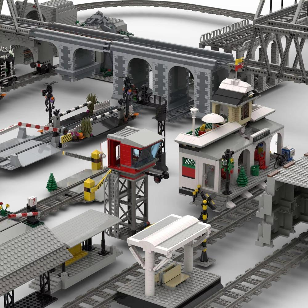 MOC Train Carriage Model, Rail Transport Vehicle, Coal Transport Vehicle, Rail Lift Pole Indicator Light, Train Accessories