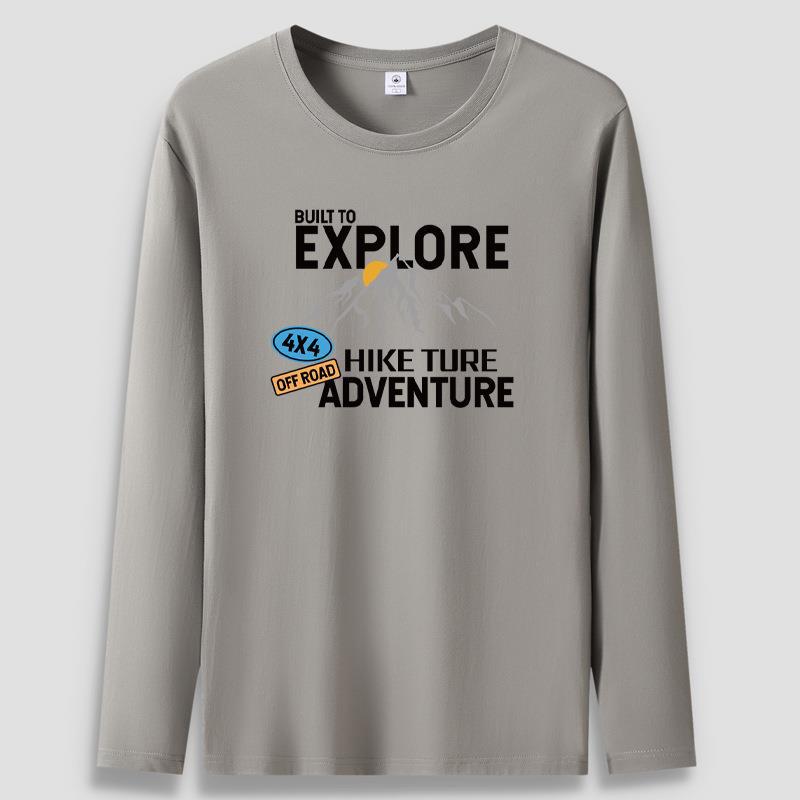 

Футболка с длинными рукавами из чистого хлопка для мужчин, повседневная, размер «Изучить узор» S-5XL 5XL хаки