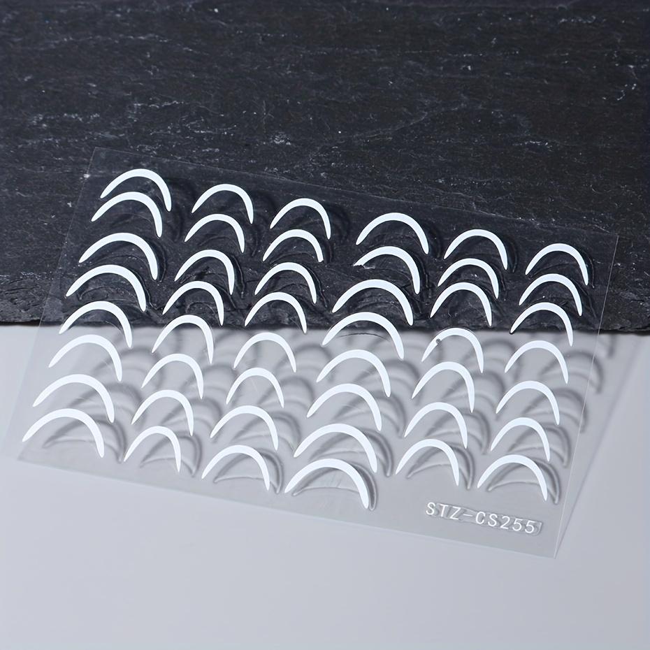 3D Simple French Tips Nail Stickers Sliver Gold Metal Stripe Line Decals Curve Nails Art Sliders Manicure Decor