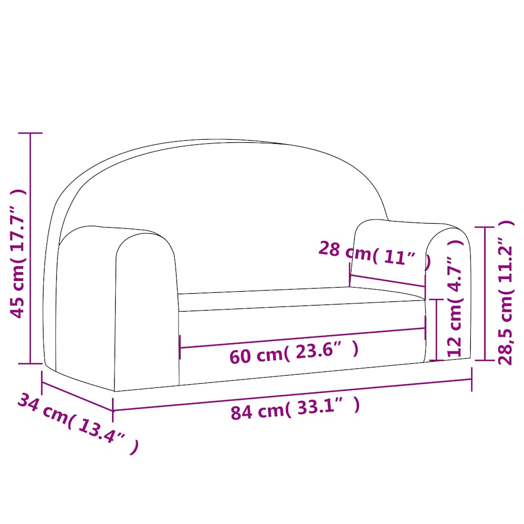 Vidaxl Sofa Dla Dzieci, 2-Os. , Kremowa, Miękki Plusz