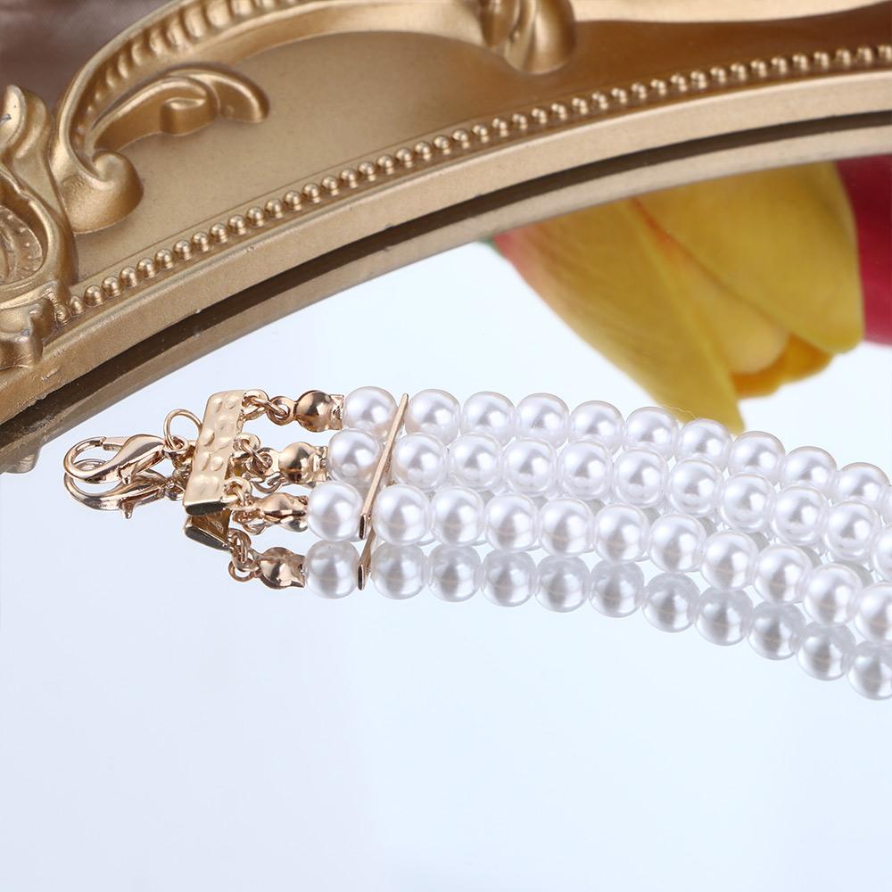 Temperament Triple Layer Pearl Women Necklace Rhinestones Jewelry Accessories Korean Style Choker