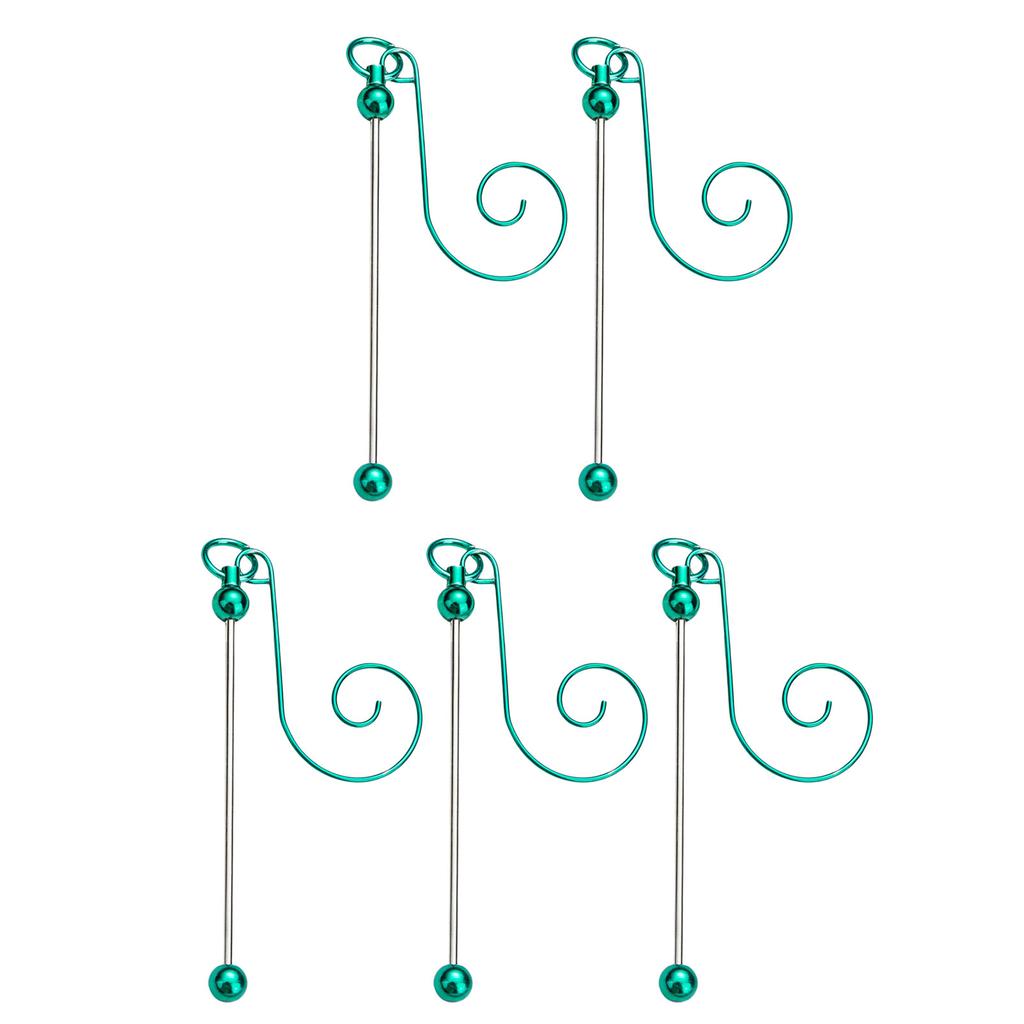 5 Pieces Colorful Metal Hanging Hooks for Christmas Ornament and Craft Projects Beadable Hangers Jewelry Accessories