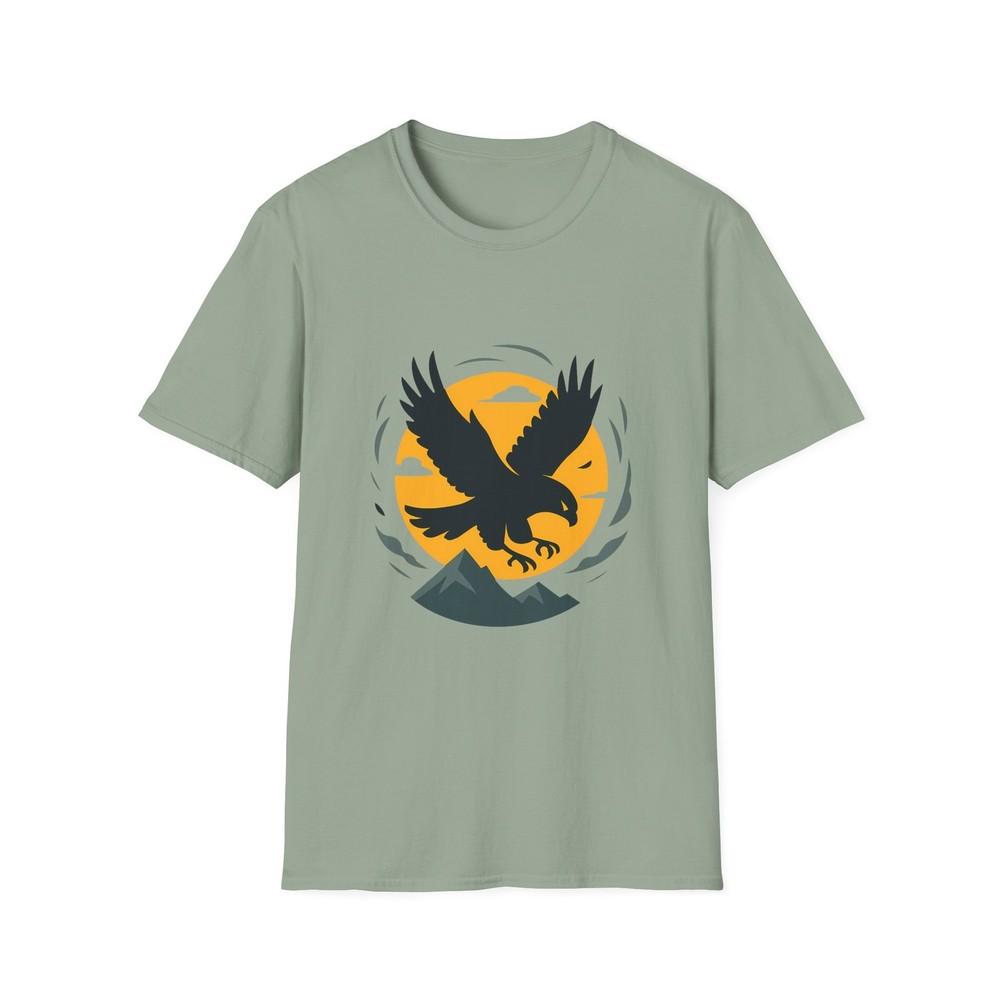 

Unisex Softstyle T-Shirt Soaring Falcon Silhouette Dive Talons Cloud Peaks Tee S