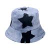 Pentagram Basin Hat Men's and Women's Japanese and Korean Trend Casual Imitation Rabbit Hair Geometric Plush Thermal Hat Winter Bucket Hat Men