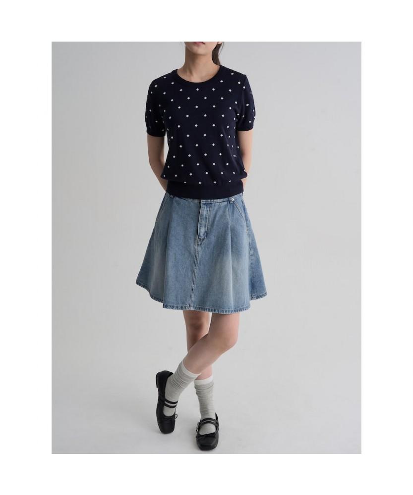 8seconds Pleated Denim Mini Skirt Sky Blue