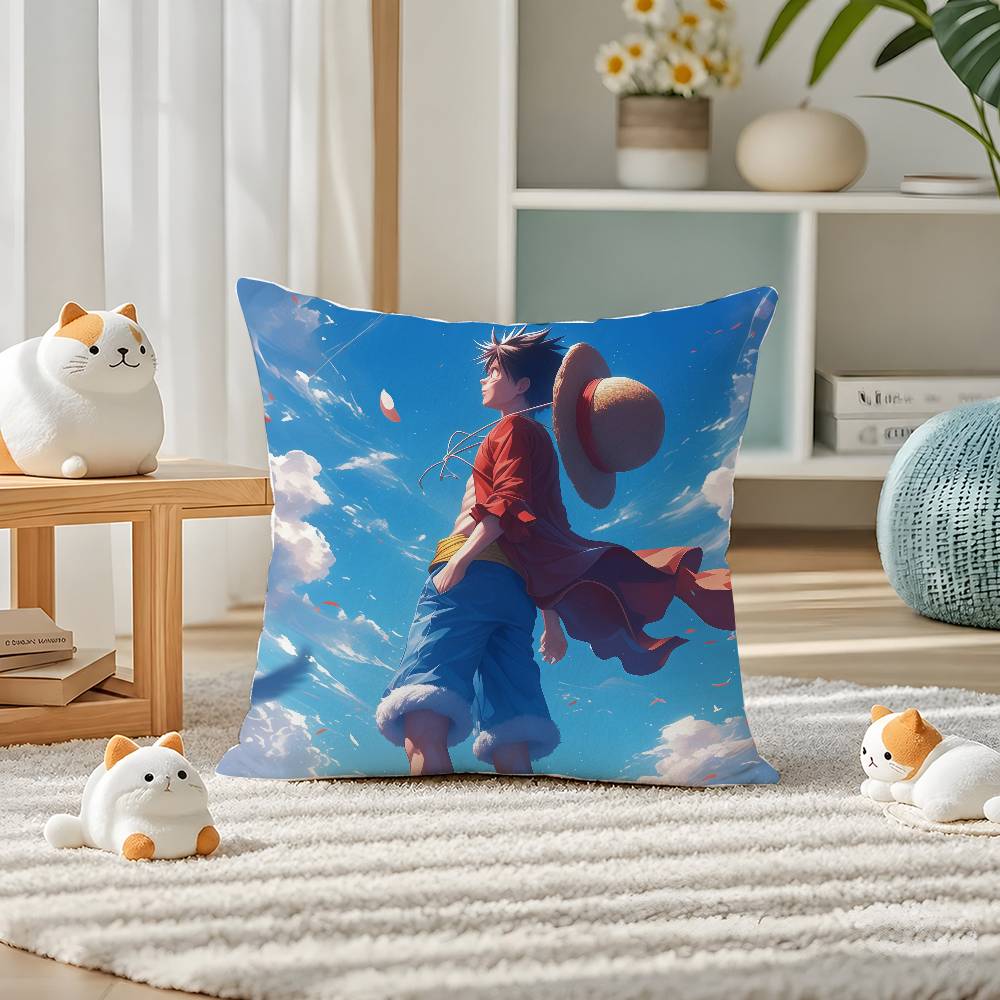 One Piece Four Emperors Yonko Anime Plush Pillow Cover Soft Short Plush Cushion Cover For Sofa Bedroom Home Decor Gift