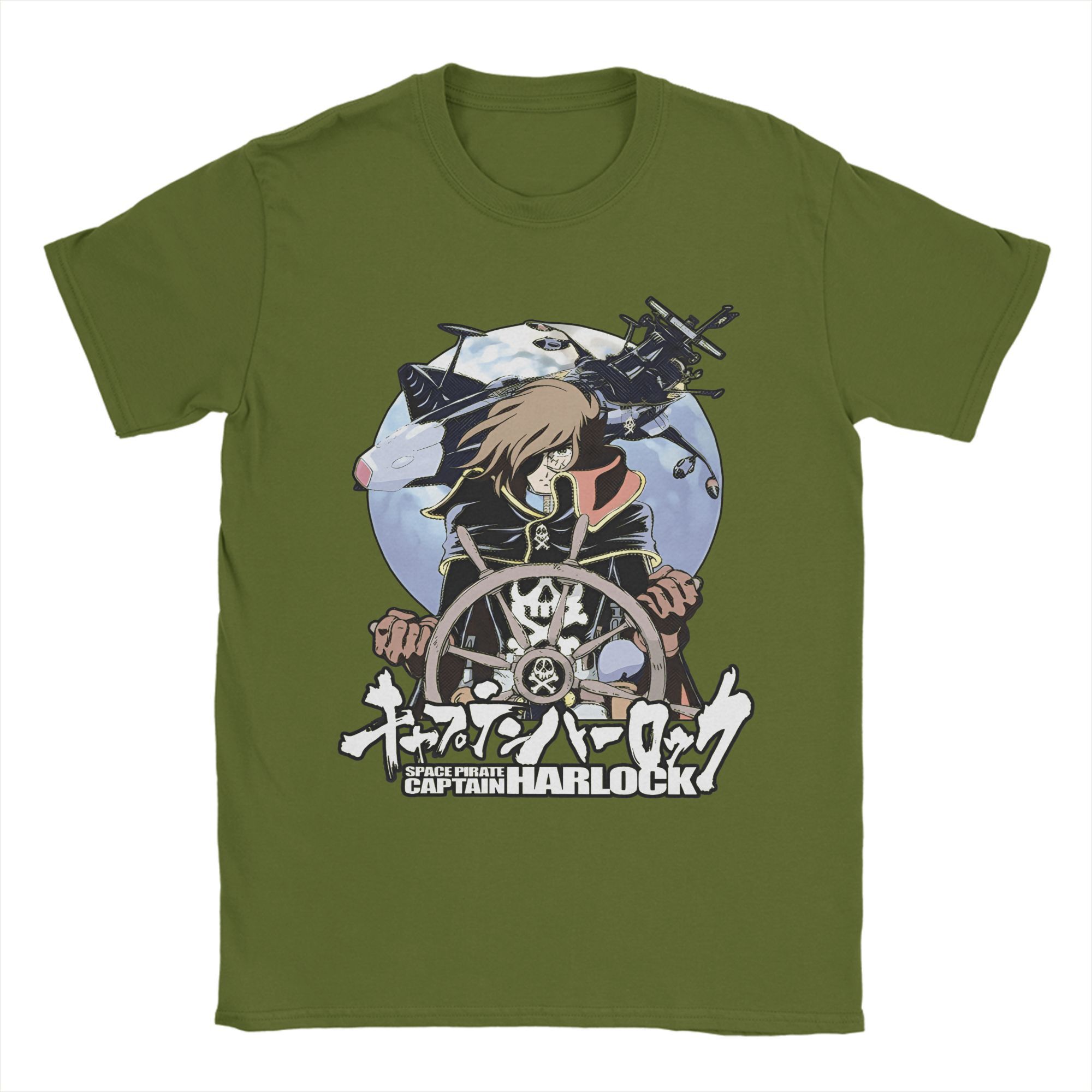 

Men Anime Captain Harlock T Shirts Pure Cotton Clothing Fashion Short Sleeve O Neck Tee Shirt Plus Size T-Shirt 3XL