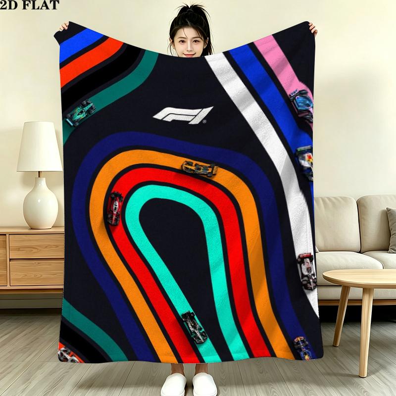 F1-Autos Motiv Flanelldecke, Hohe Qualität, Bequem für alle Jahreszeiten, Heimdekoration, Wärme und Komfort, Perfekt für Weihnachtsgeschenke