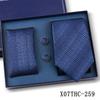 Men's Black Striped 3-Piece Gift Set: Hand-Tied 8cm Tie with Pocket Square & Cufflinks