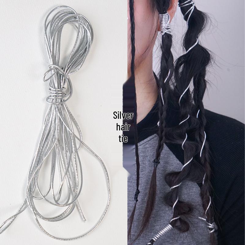 Золотая и серебряная плетёная резинка для волос: Аксессуар против старения для девочек и женщин - Стильная, универсальная повязка для модных причесок