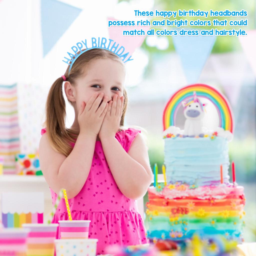 10Pcs Birthday Headband Bright Rich Colors Lightweight Comfortable Exquisite Durable Happy Birthday Headband