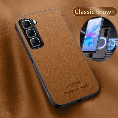 Luxury Matte Infinix Hot 50 Cases On Leather Car Magnetic Suction Case for Infinix Hot HOT 50 40 Pro Shock Protection Cover