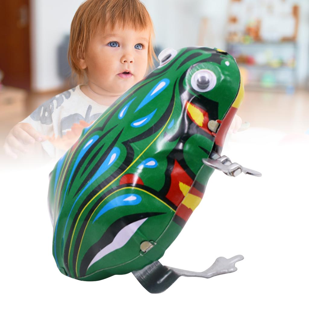 Aufziehfrosch Spielzeug Retro Tragbar Grüne Farbe Blech Hüpfender Frosch Aufziehspielzeug