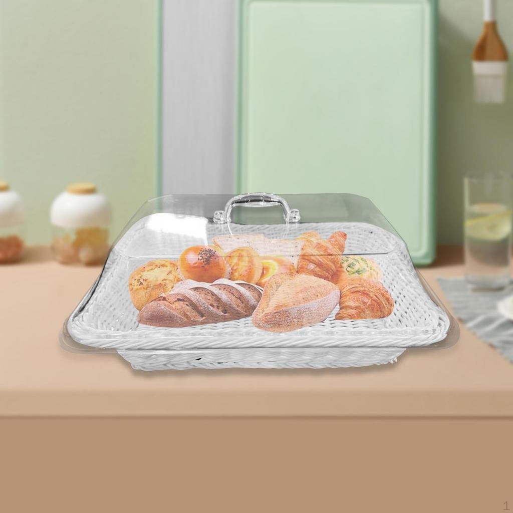 , Fruit Basket, Rustic Dustproof Food Imitation Rattan Woven Basket for Camping, Home,