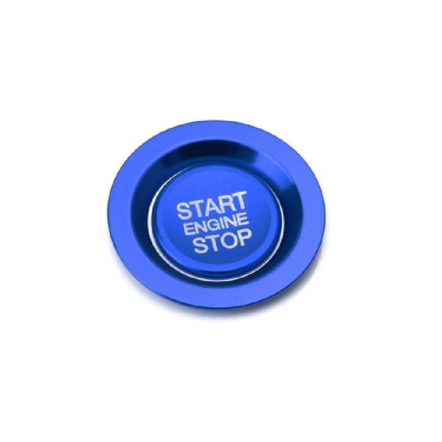 Blue Keyless Engine Push Start Button W/ Ring For Land Rover or Jaguar Ignition