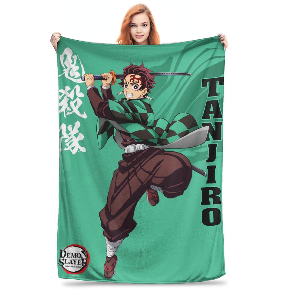 1PC Demon Slayers Infinity Castle Sanemi Shinazugawa Art Winter Blankets for Adults Bedding Home Interior Sofa Knee