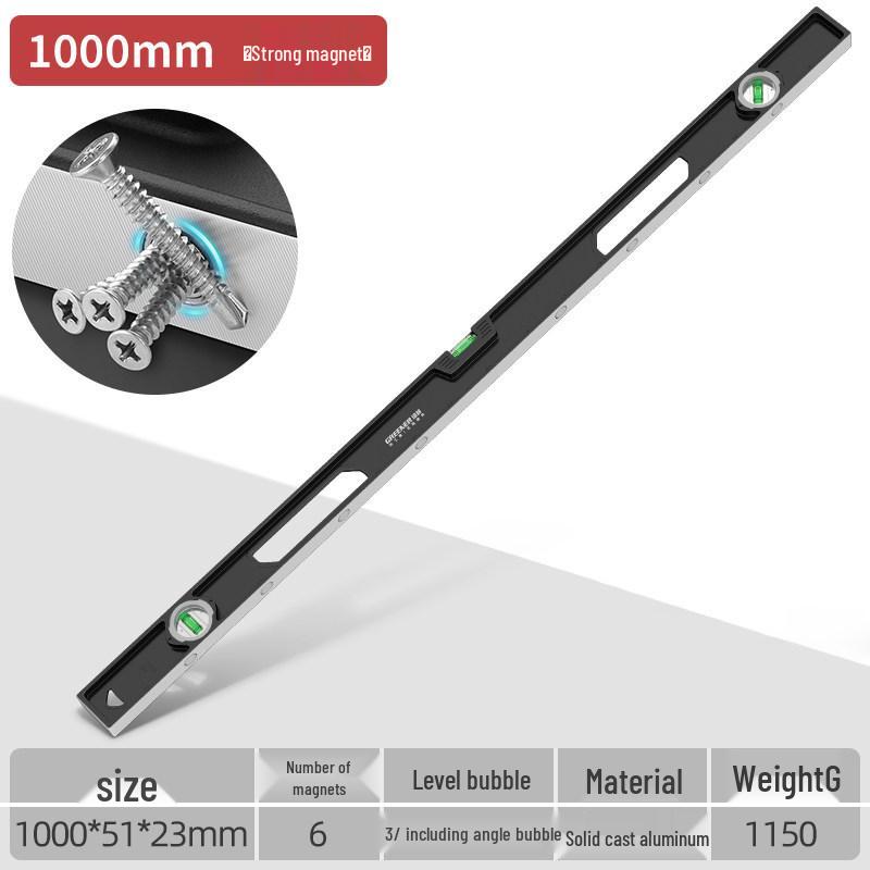 Green Forest High Precision Multifunctional Cast Aluminum Level Ruler for Household Decoration Measurements
