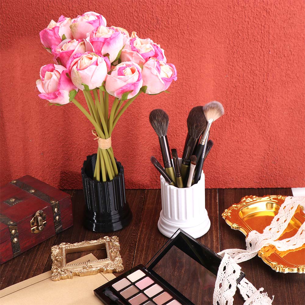 Ancient Greek Style Makeup Brush Storage Stone Pillar Pen Container Pencil Holder Office Decor