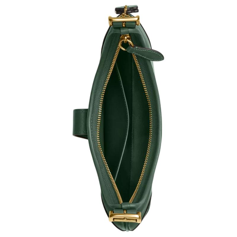 Coach Hamptons 27 Zipper Closure Adjustable Handle Glove Tanned Leather Half Moon Bag Hand Shoulder Bag Large Women's Hunter Green