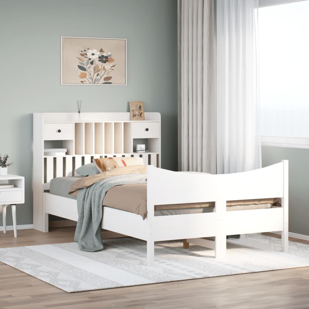Solid Wood Bed without Mattress White 135 x 190 cm Pine Wood