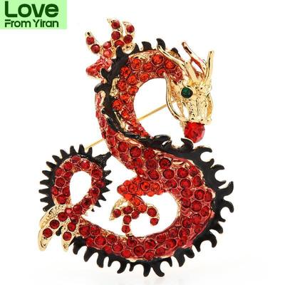Big Rhinestone Dragon Brooches Women Men Color Shining Beauty Dragon Animal Party Casaul Brooch Pins Gifts