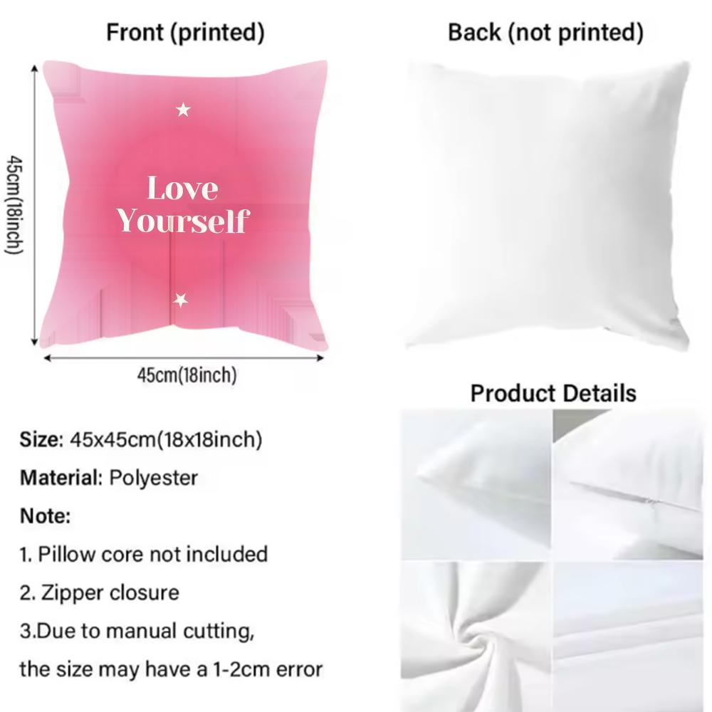 Love Yourself Love Life Cushion Cover Pattern Printed Pillowcase for Living Room Sofa Cushion Cover & Bedroom Decor